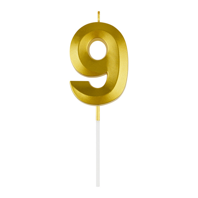 Lumânare pentru tort cu suport MESHU "Cifra 9", 7 cm, aurie