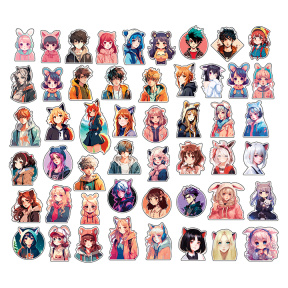 Etichete din PVC MESHU "Neko", 50 buc.