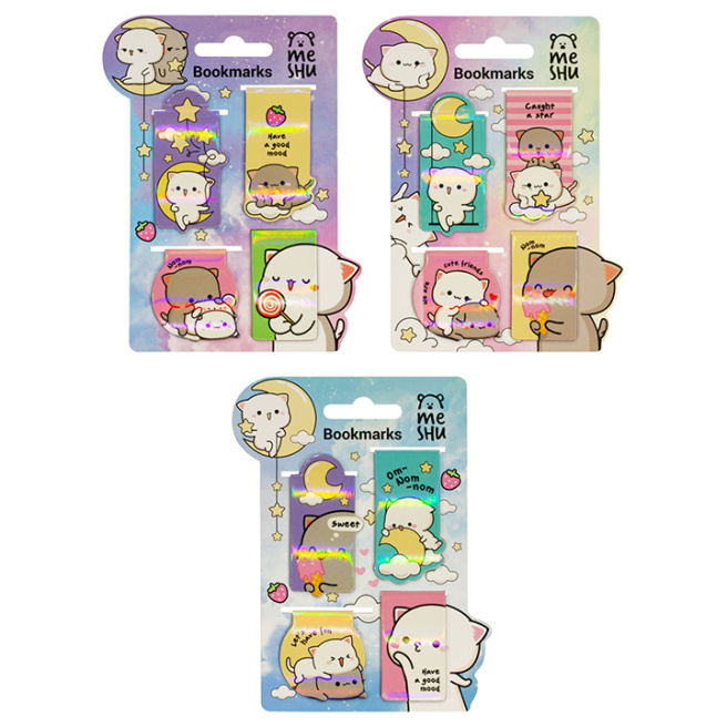 Semne de carte magnetice, 4 buc., MESHU "Cute kittens"