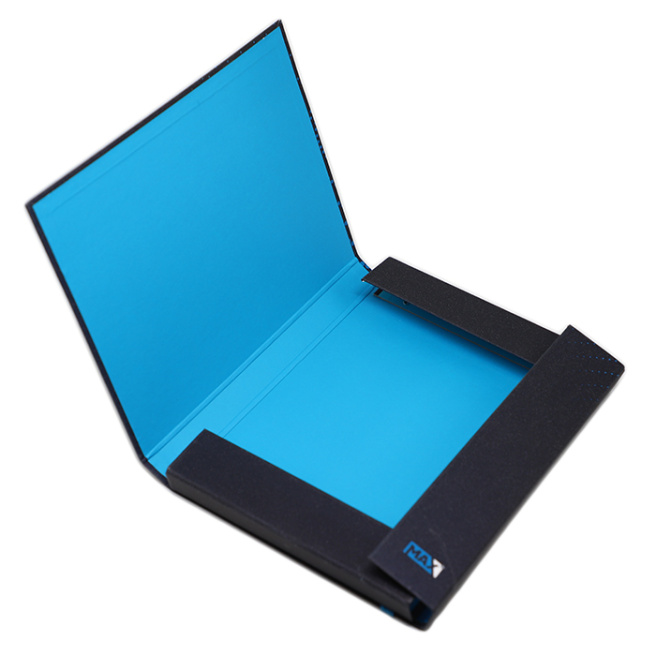 Mapă cu elastic A4 Optimum 3D MAX, din carton, albastru închis