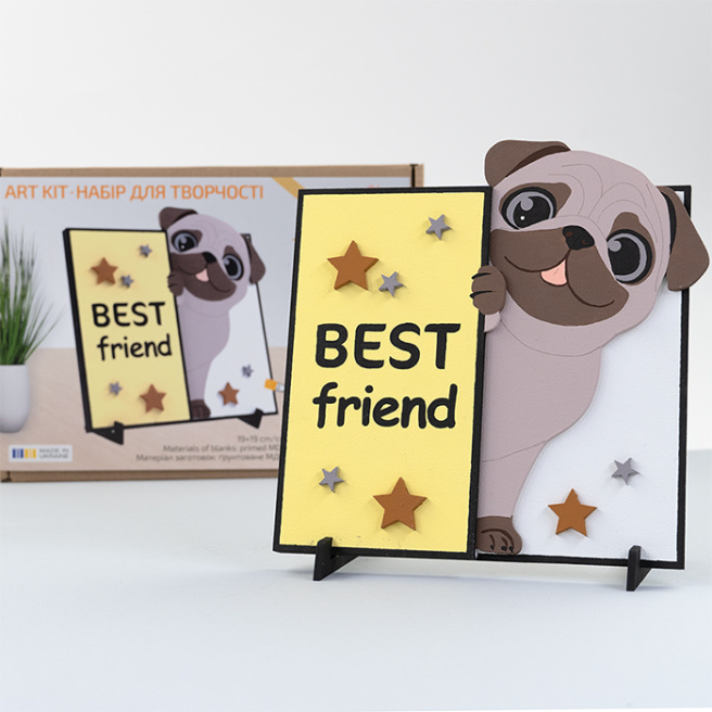 Set, pictură 3D, „Best Friend”, carton grunduit, 19x19 cm, ROSA TALENT