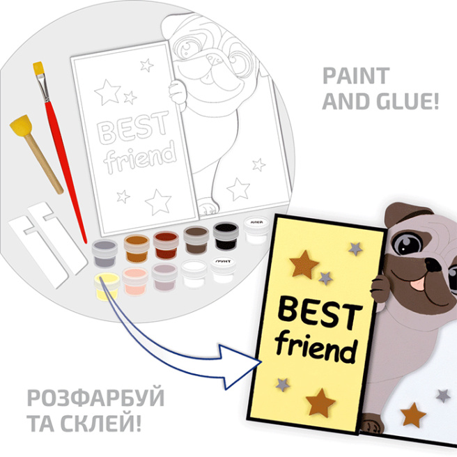 Set, pictură 3D, „Best Friend”, carton grunduit, 19x19 cm, ROSA TALENT