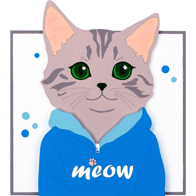 Set, pictură 3D, „Meow”, carton grunduit, 18x20 cm, ROSA TALENT