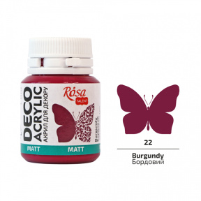 Акрил для декора, Бордовый (22), матовый, 20 мл, ROSA TALENT