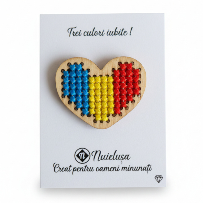 Broșă Inima Tricolor