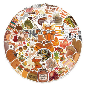 Набор стикеров в ретро стиле осенняя тематика, 50 шт