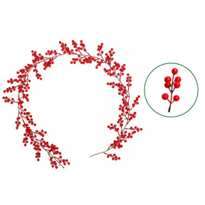 Ghirlandă cu frunze și fructe, roșie, 60 cm