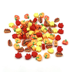 Набор глиняных бусин с листьями и тыквами, 10х4.5 мм, 30 шт