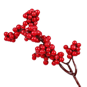 Ramură decor cu fructe de pădure roșii, 18 cm