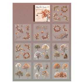 Set autocolante, Copaci de toamnă, 10 foi, bej