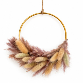 Decorațiune – Coroniță din plastic cu spice, 15 cm, culori asortate