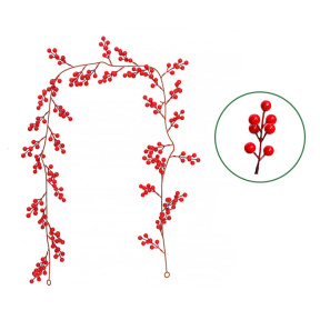 Гирлянда-нить с ягодами, красная, 36 см