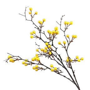 Декор ветка с желтыми ягодами, 85 см