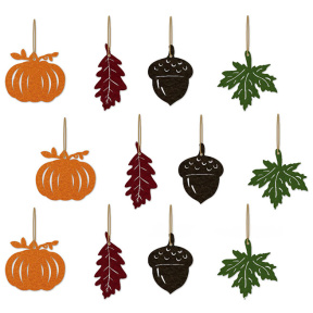 Подвески из фетра осенние (тыква, желуди, листья), 12 шт