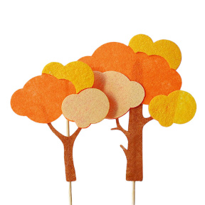 Набор фетровых деревьев, форма облако, оранжевые, 2 шт., 5 см