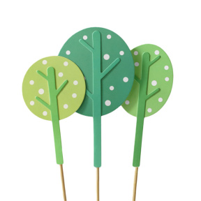 Набор фетровых деревьев в горошек, зеленые, 3 шт., 8 см
