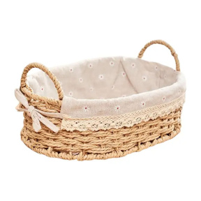 Корзина плетёная с текстильной вставкой, 26×18 см