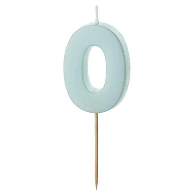 Lumânare pentru tort albastru deschis 5.5 cm, Cifra 0