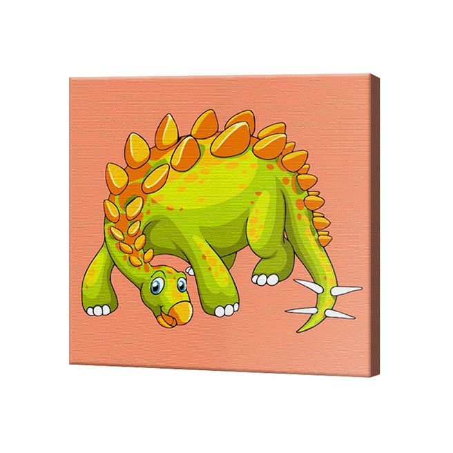 Dinozaur verde, 20x20 cm, pictură pe numere