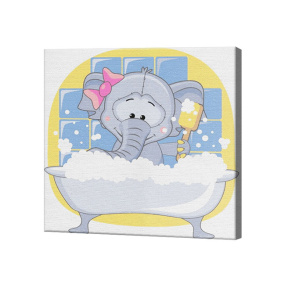 Слоник в ванной, 20x20 см, картина по номерам