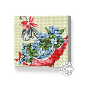 Зонтик с голубыми цветами, 20x20 см, алмазная мозаика