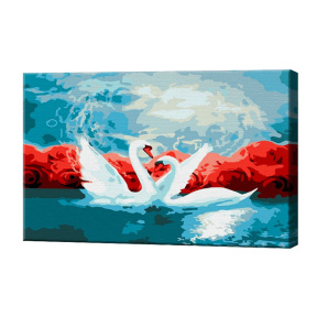 Lebede îndrăgostite, 20x30 cm, pictură pe numere