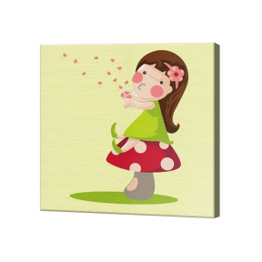 Zână pe ciupercă, 20x20 cm, pictură pe numere