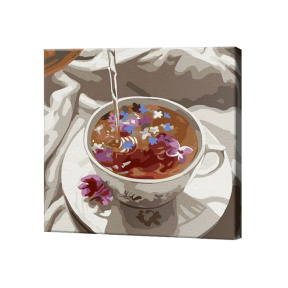 Чай с цветами, 20x20 см, картина по номерам