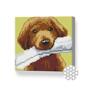 Câine bun, 20x20 cm, mozaic cu diamante