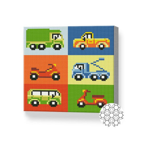 Полезные машины, 20x20 см, алмазная мозаика