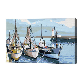 Яхты у пирса, 20x30 см, картина по номерам