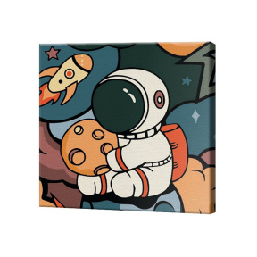 Cosmonautul și planetă, 20x20 cm, pictură pe numere