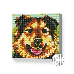 Бурый пес, 20x20 см, алмазная мозаика