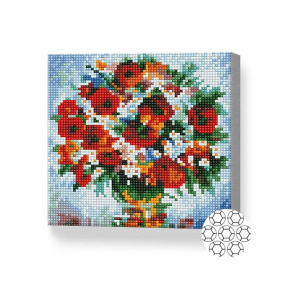 Buchet de flori de câmp, 20x20 cm, mozaic cu diamante