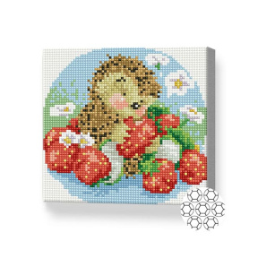 Arici cu căpșuni, 20x20 cm, mozaic cu diamante