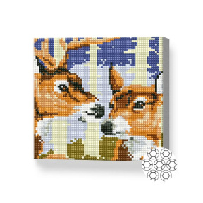 Пара оленей, 20x20 см, алмазная мозаика