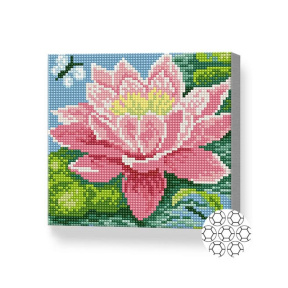 Розовый лотос, 20x20 см, алмазная мозаика