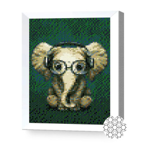 Слоник в наушниках, 20x30 см, алмазная мозаика