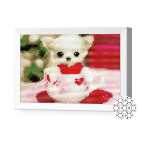 Чихуахуа в чашечке, 20x30 см, алмазная мозаика