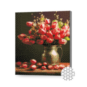 Букет алых тюльпанов, 30x40 см, алмазная мозаика