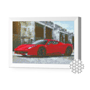 Красный автомобиль, 20x30 см, алмазная мозаика