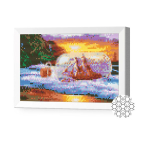 Корабль в бутылке, 20x30 см, алмазная мозаика