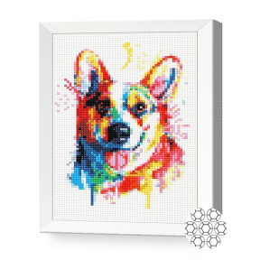 Разноцветный корги, 20x30 см, алмазная мозаика