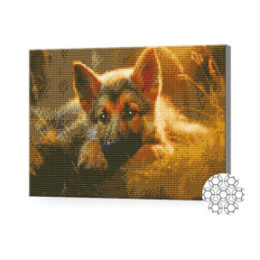 Щенок овчарки, 30x40 см, алмазная мозаика