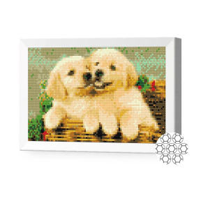 Cățeluși labrador, 20x30 cm, mozaic cu diamante