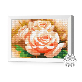 Trandafiri roz, 20x30 cm, mozaic cu diamante