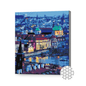 Oraș de seară, 30x40 cm, mozaic cu diamante
