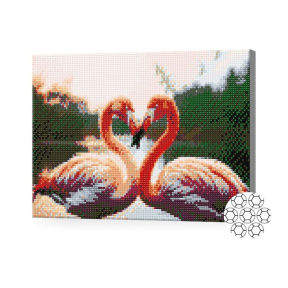 Pereche de flamingo, 30x40 cm, mozaic cu diamante