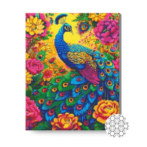 Păun frumos, 40x50 cm, mozaic cu diamante