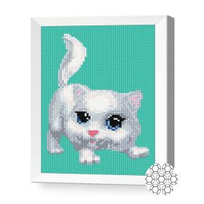 Серая кошечка, 20x30 см, алмазная мозаика